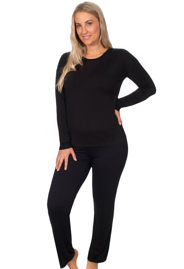 Bamboo Long Sleeve Pyjama Top - 2 Pack Black