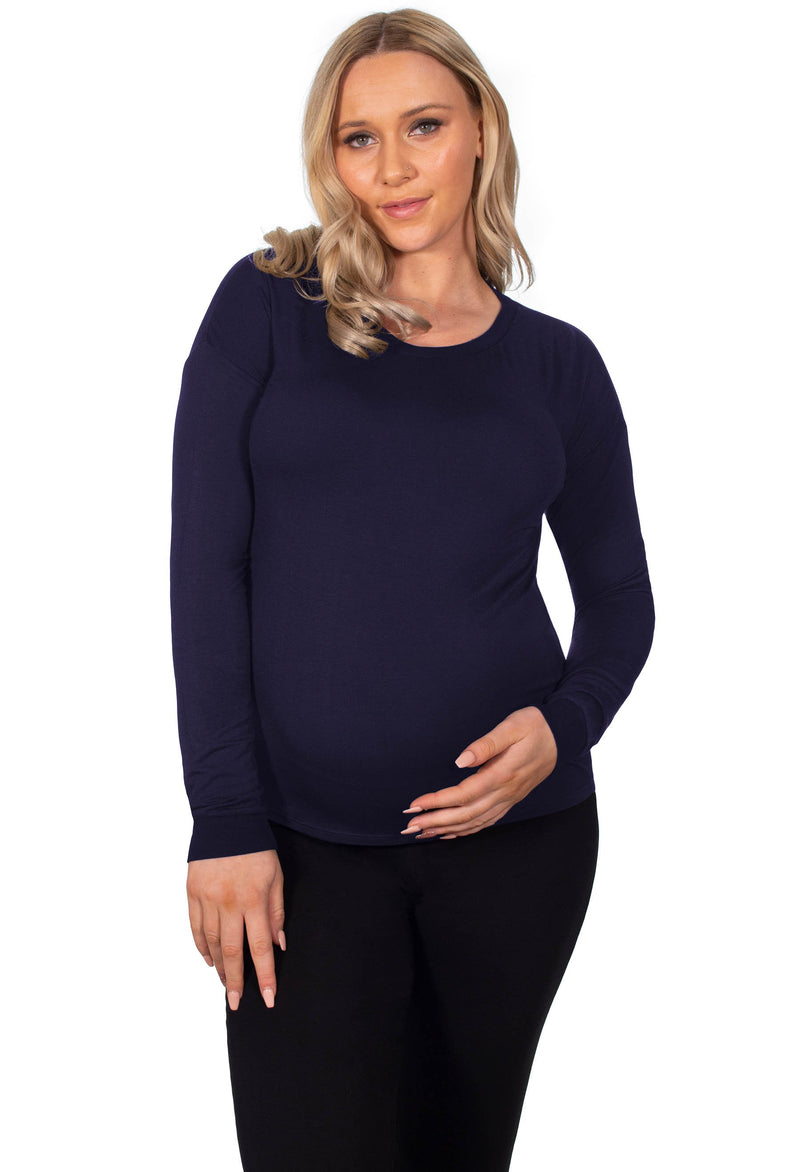 Maternity Bamboo Long Sleeve Relaxed Fit Tee - 2 Pack