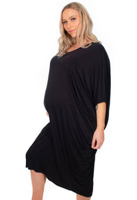 Maternity Bamboo V Neck Draped Dress - 2 Pack