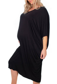 Maternity Bamboo V Neck Draped Dress